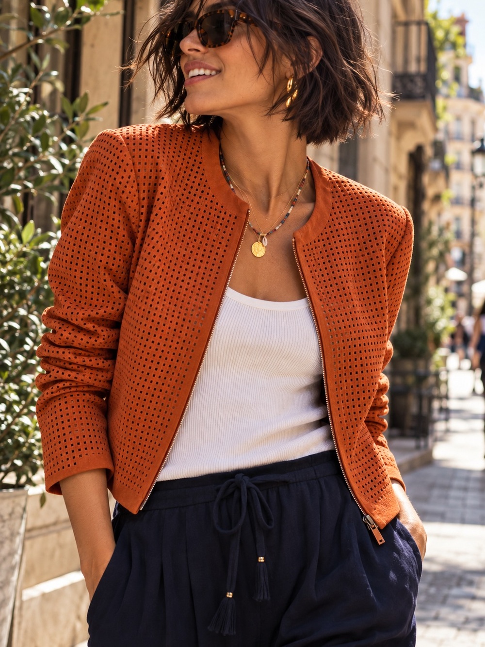 NWT | Joie Rust Orange Perforated Faux Suede Jacket S